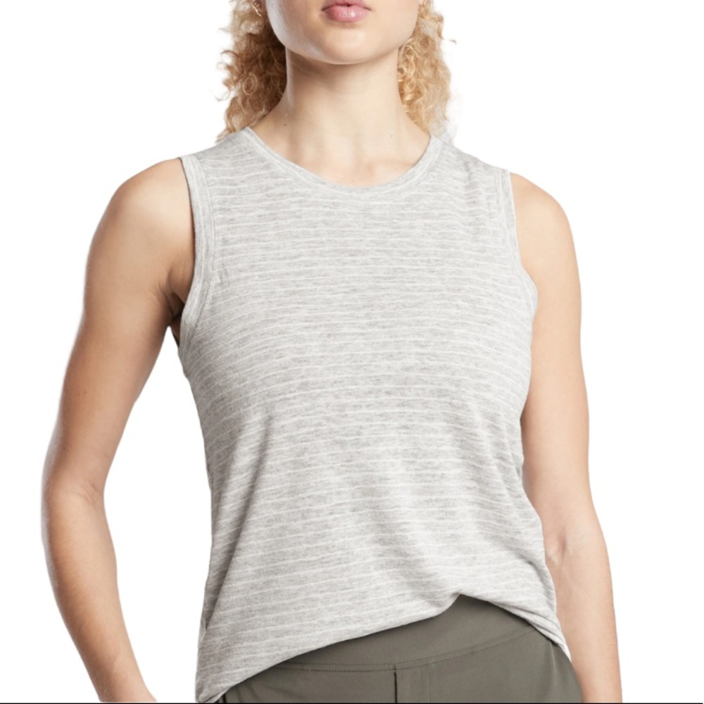 Athleta Breezy Stripe Heather Grey Tank